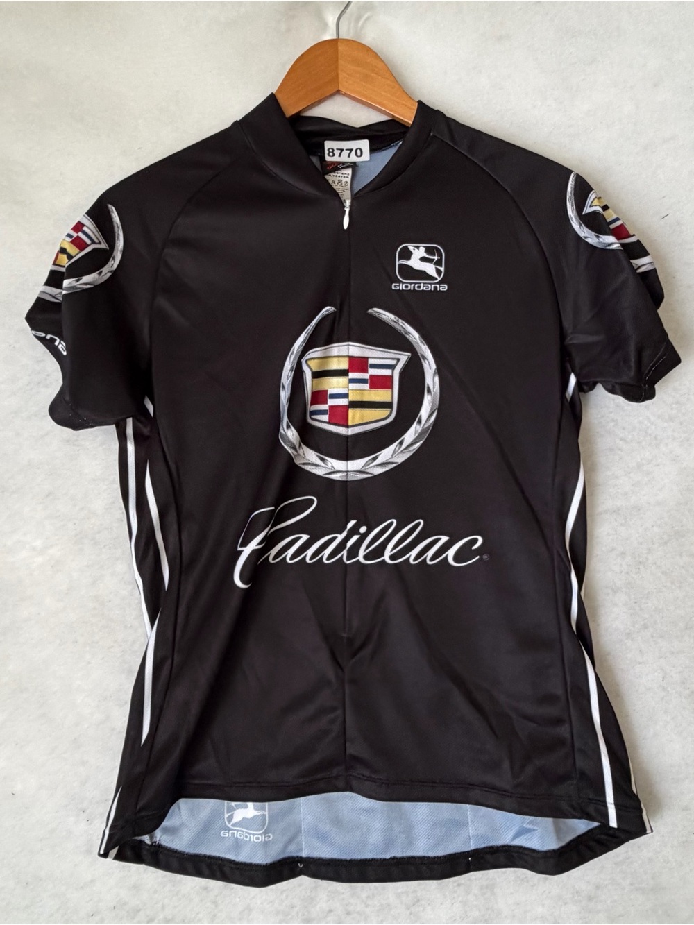Giordana Cadillac Cycling Jersey Womens XL Black 1/2 Zip Jersey Italy 8770